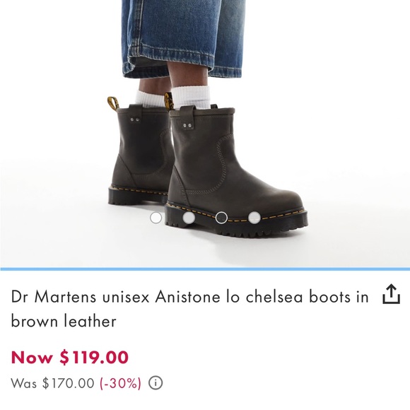 Dr Martens unisex Anistone lo chelsea boots in brown leather women size 6 - Picture 7 of 7